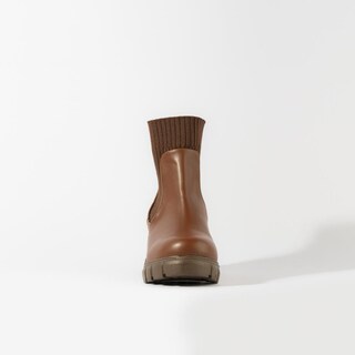 Foto 3 | Botines Calceta Chelsea Casual 6cm Para Mujer Walki Natalia Cafe