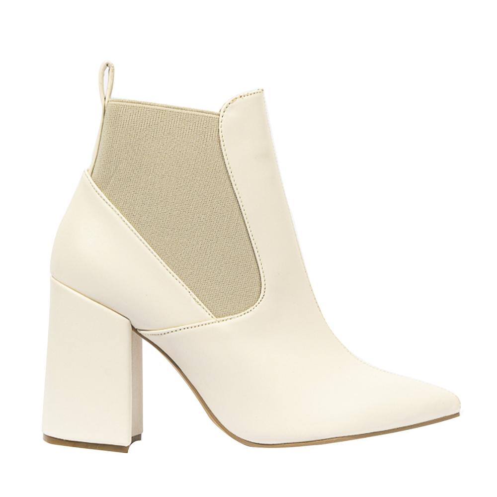Botín Chelsea Tacón Elástico 10cm Para Mujer Walki Yolanda Beige