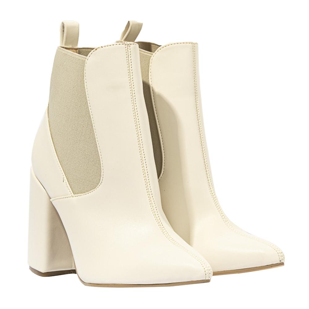 Foto 4 pulgar | Botín Chelsea Tacón Elástico 10cm Para Mujer Walki Yolanda Beige