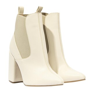 Foto 3 | Botín Chelsea Tacón Elástico 10cm Para Mujer Walki Yolanda Beige