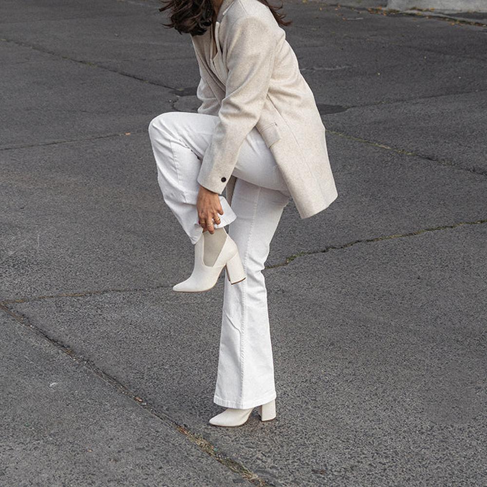 Foto 4 | Botín Chelsea Tacón Elástico 10cm Para Mujer Walki Yolanda Beige