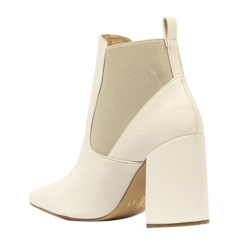 Foto 7 pulgar | Botín Chelsea Tacón Elástico 10cm Para Mujer Walki Yolanda Beige
