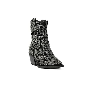 Foto 3 | Botas Vaqueras Brillo Tacón Moda 6cm Para Mujer Walki Emma Negro