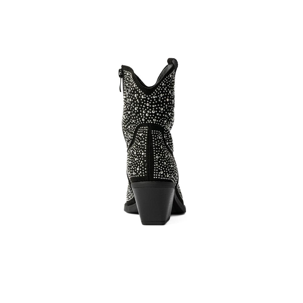 Foto 5 pulgar | Botas Vaqueras Brillo Tacón Moda 6cm Para Mujer Walki Emma Negro