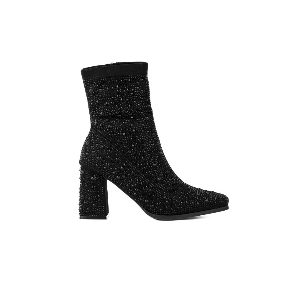 Foto 1 | Botines Trend Brillos Tacón Moda 8 Cm Para Mujer Walki Paola Negro