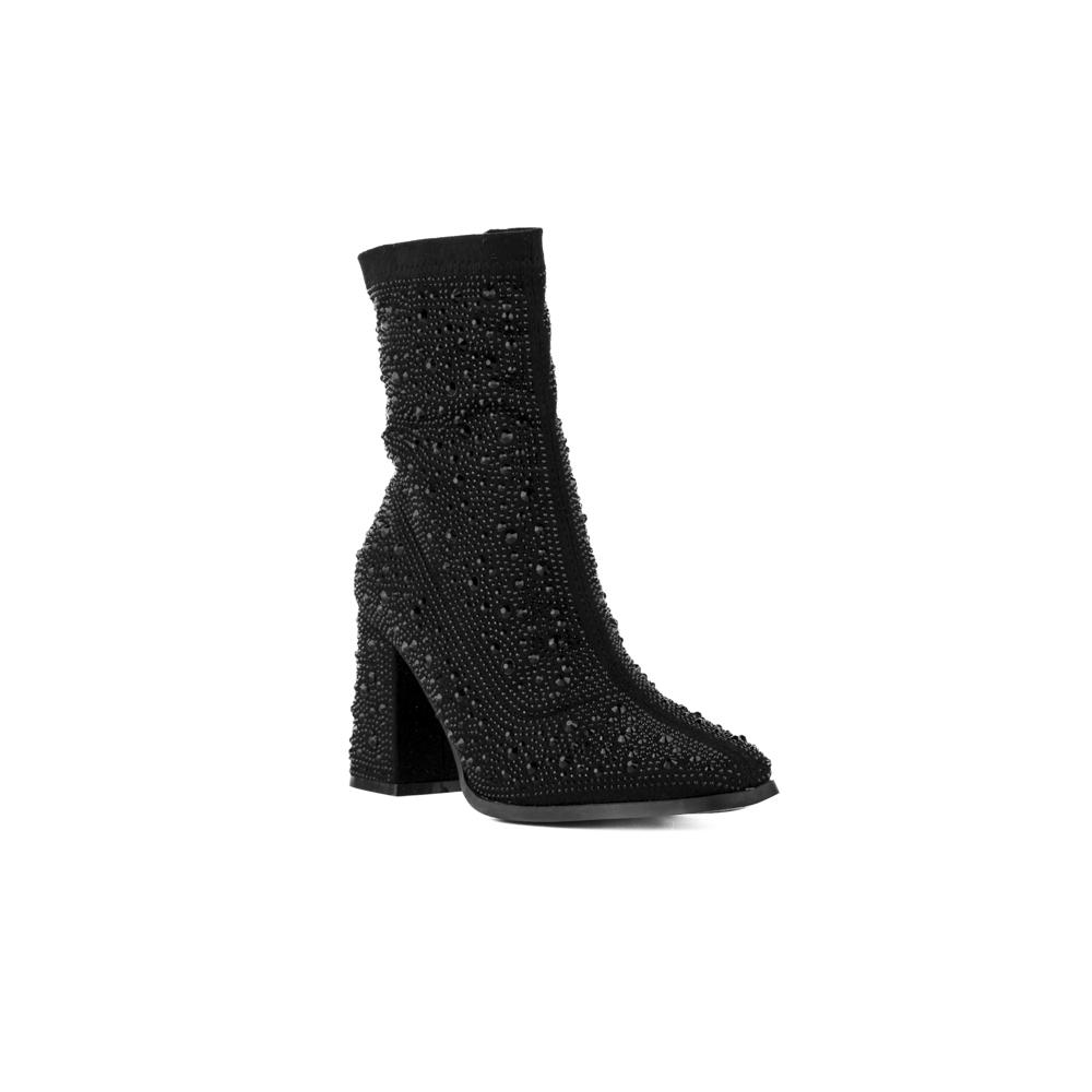Foto 4 pulgar | Botines Trend Brillos Tacón Moda 8 Cm Para Mujer Walki Paola Negro