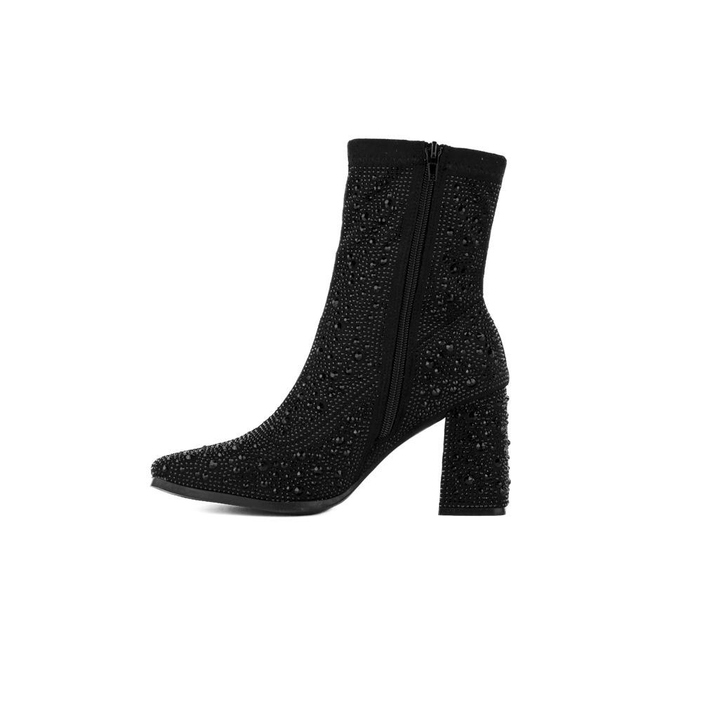 Foto 6 pulgar | Botines Trend Brillos Tacón Moda 8 Cm Para Mujer Walki Paola Negro