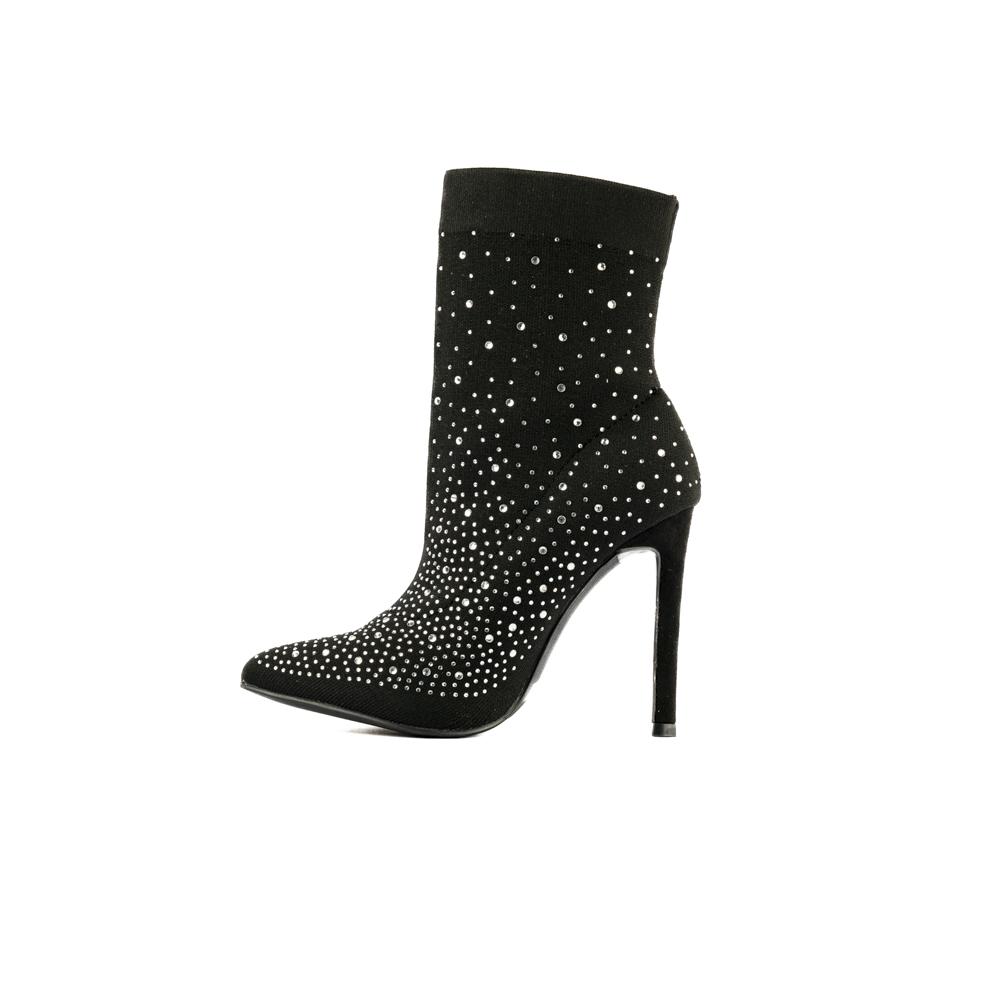 Foto 4 pulgar | Botín Puntal Alto Brillo Elástico 10cm De Mujer Walki Tania Negro