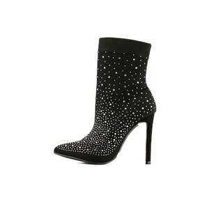 Foto 3 | Botín Puntal Alto Brillo Elástico 10cm De Mujer Walki Tania Negro