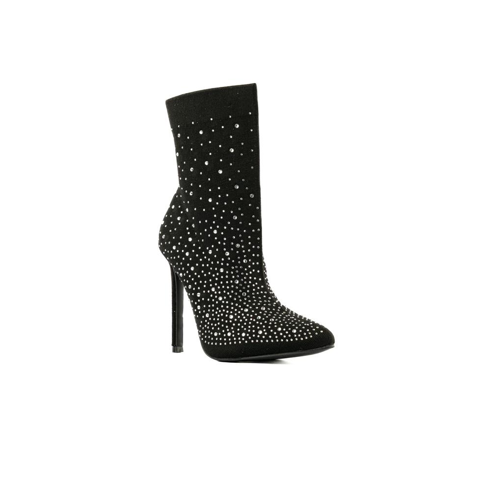 Foto 5 pulgar | Botín Puntal Alto Brillo Elástico 10cm De Mujer Walki Tania Negro