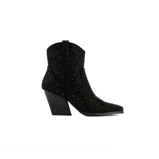 Foto 1 | Bota Vaquera Brillo Tacón Moda 8cm Para Mujer Walki Giovanna Negro