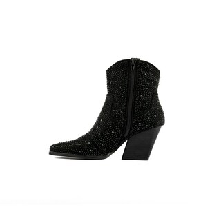 Foto 2 | Bota Vaquera Brillo Tacón Moda 8cm Para Mujer Walki Giovanna Negro