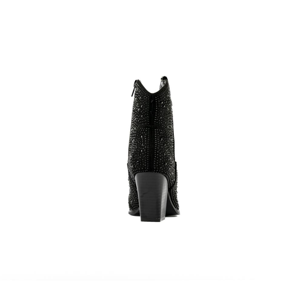 Foto 5 pulgar | Bota Vaquera Brillo Tacón Moda 8cm Para Mujer Walki Giovanna Negro