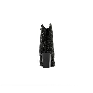Foto 4 | Bota Vaquera Brillo Tacón Moda 8cm Para Mujer Walki Giovanna Negro