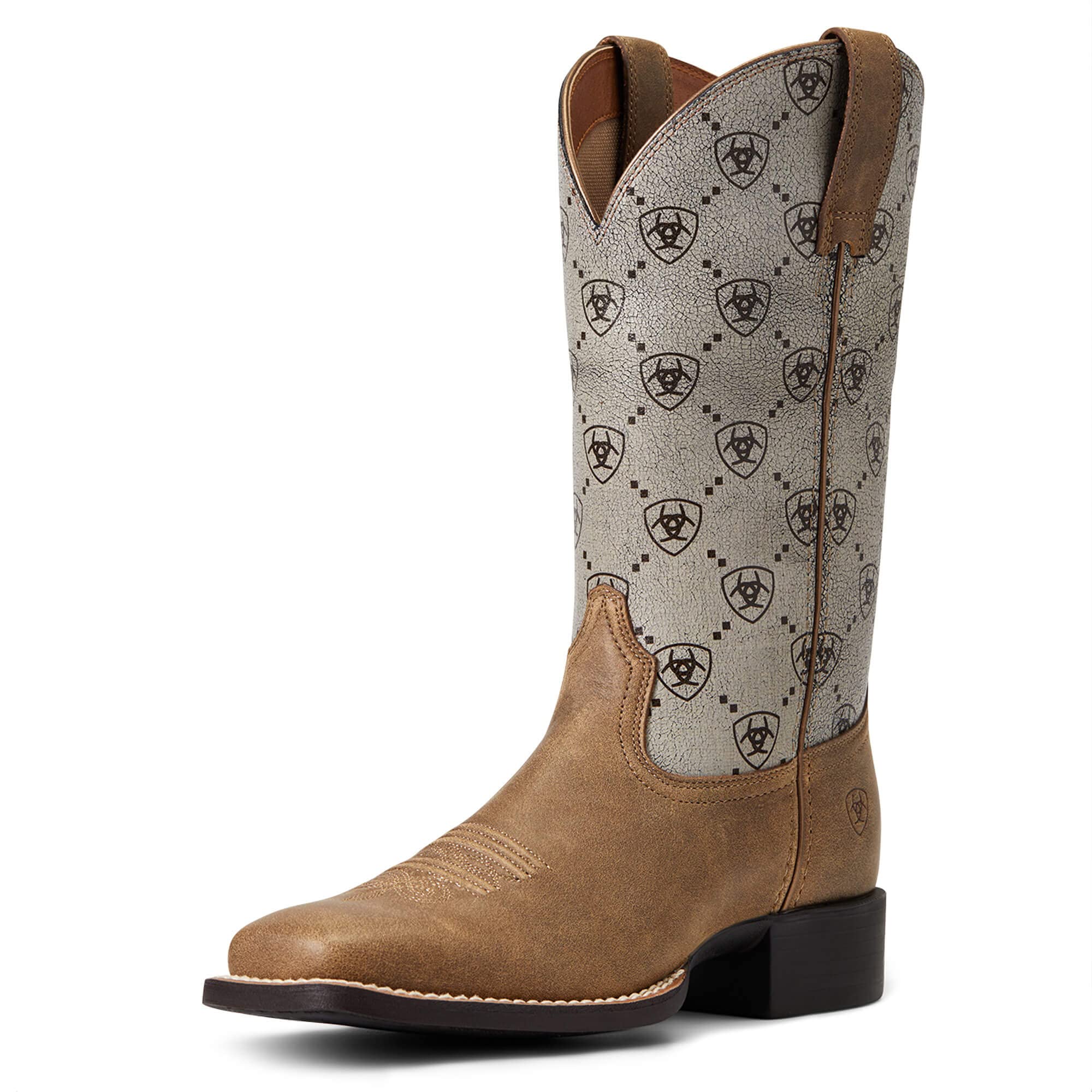 Bota Vaquera Ariat, Redonda, Ancha Y Con Punta Cuadrada, Para Mujer, Color Marrón 8 - Venta Internacional.