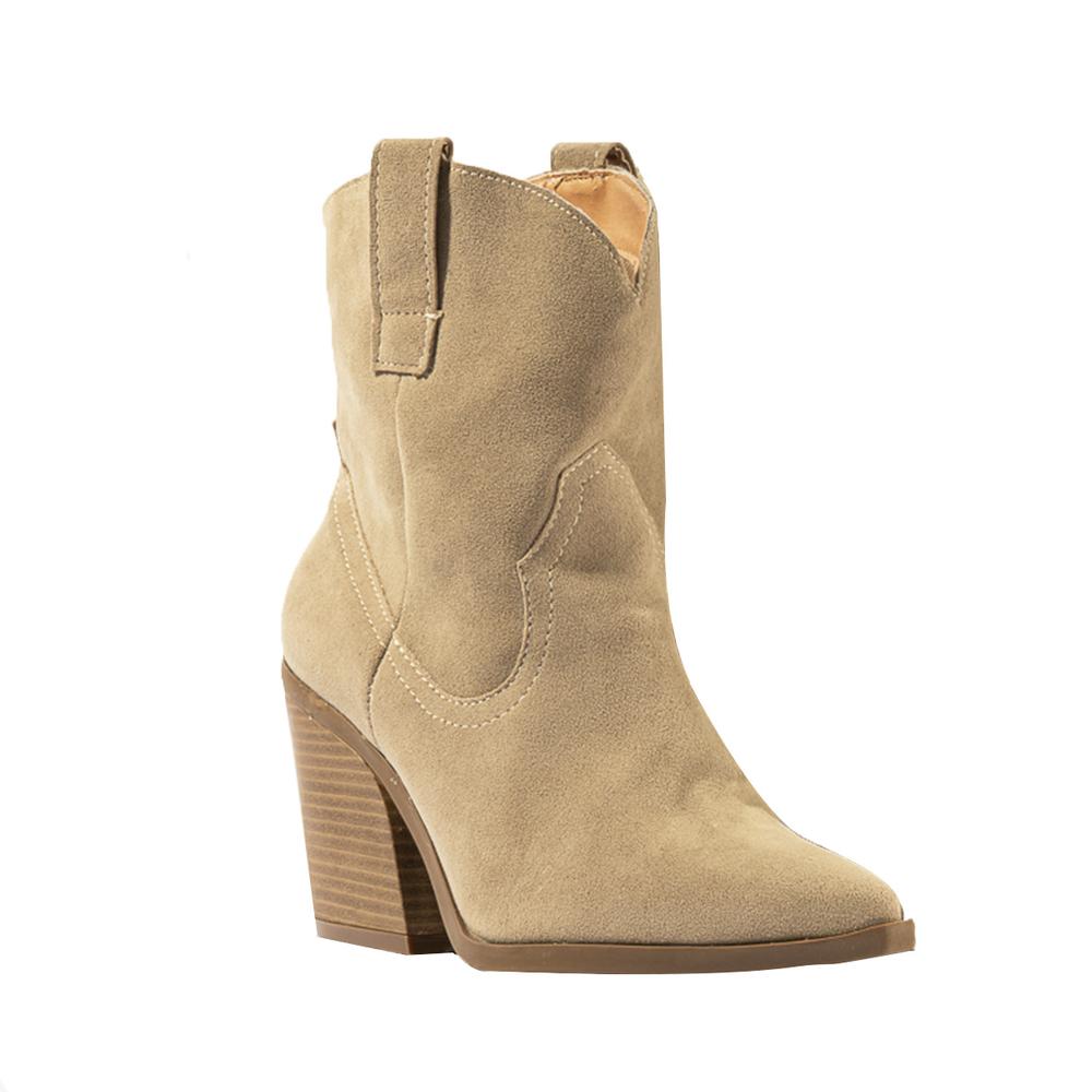 Foto 3 pulgar | Botas Vaqueras Tacón Moda 7cm Para Mujer Walki Claudia Beige
