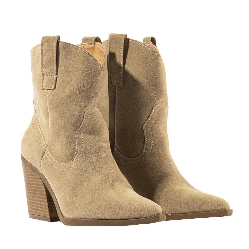 Foto 4 pulgar | Botas Vaqueras Tacón Moda 7cm Para Mujer Walki Claudia Beige