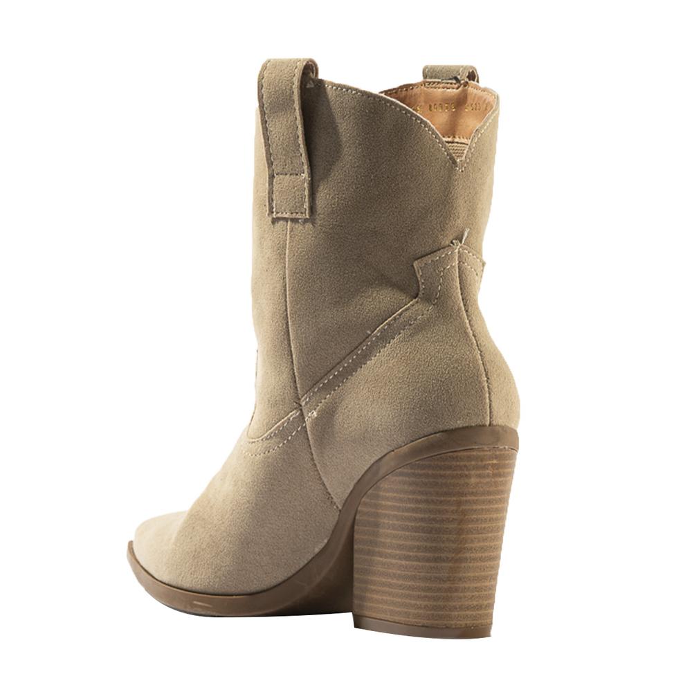 Foto 5 pulgar | Botas Vaqueras Tacón Moda 7cm Para Mujer Walki Claudia Beige