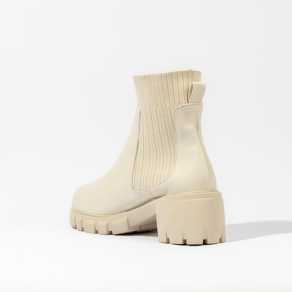 Foto 6 pulgar | Botines Calceta Chelsea Casual 6cm Para Mujer Walki Natalia Beige