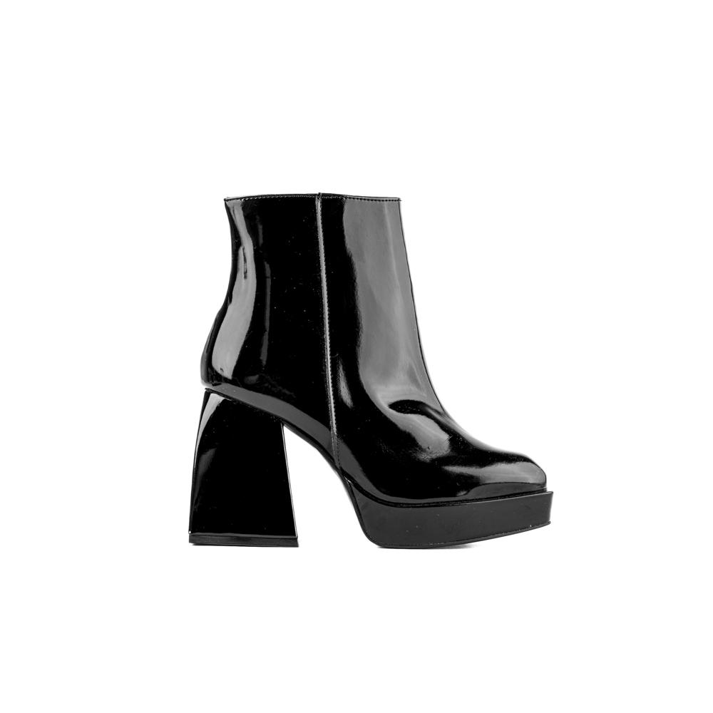 Foto 2 pulgar | Botín Charol Tacón Cuadrado 10cm Para Mujer Walki Gabriela Negro