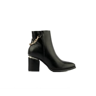 Foto 1 | Botín Tacón Clásico Casual Cadena 8cm Para Mujer Walki Diana Negro