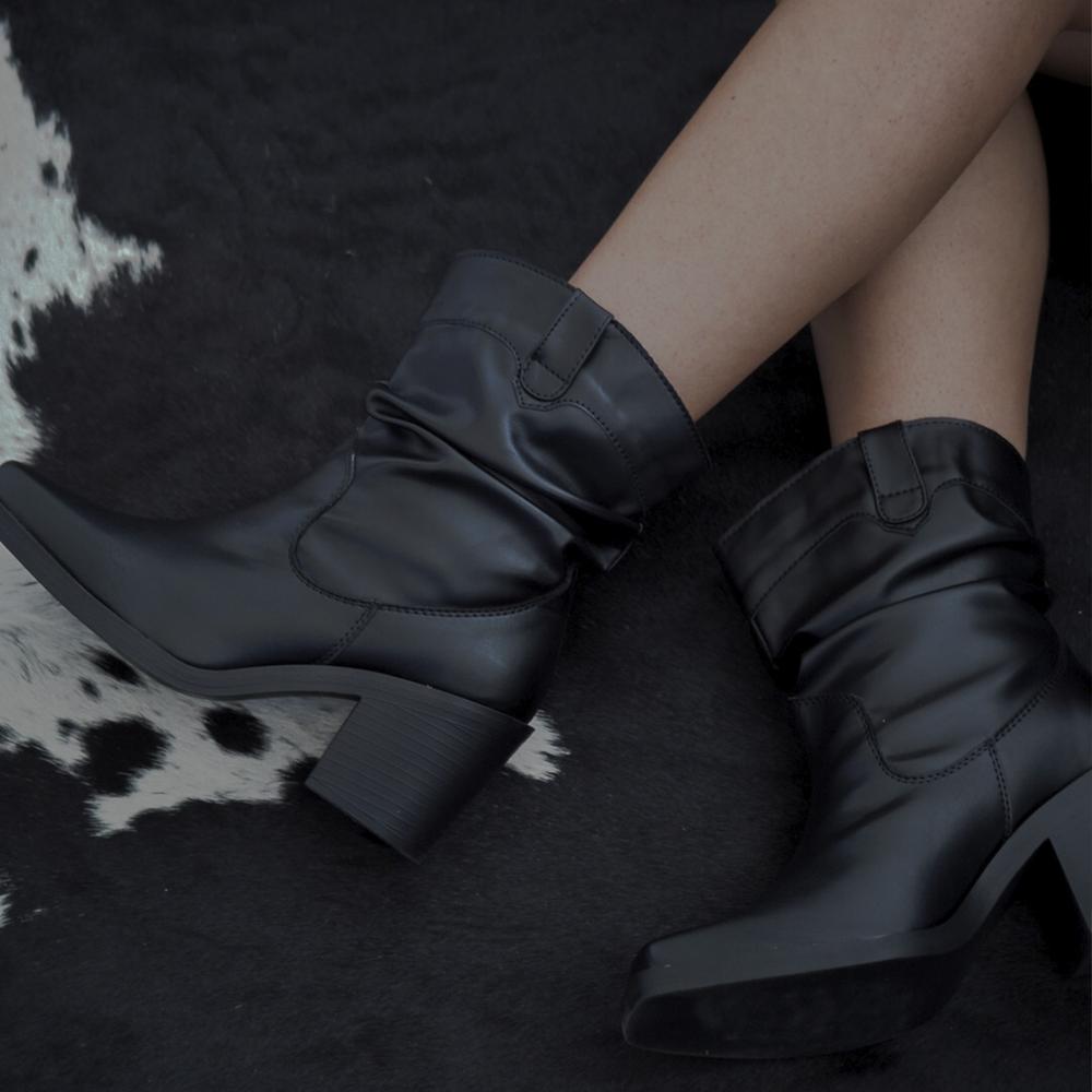 Foto 3 pulgar | Bota Botin Moda Vaquera Tacón 8 Cm Para Mujer Walki Maricela Negro