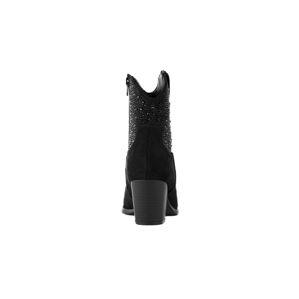 Foto 4 pulgar | Botas Vaqueras Brillo Tacón Moda 7cm Para Mujer Walki Brenda Negro