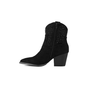 Foto 4 | Botas Vaqueras Brillo Tacón Moda 7cm Para Mujer Walki Brenda Negro