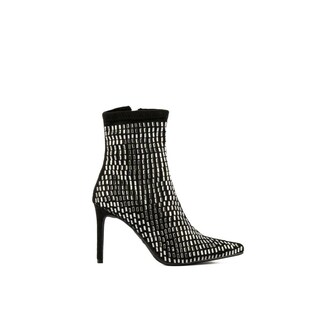 Foto 1 | Botin Alto Tacón 10cm Puntal Brillo De Mujer Walki Nicoletta Negro