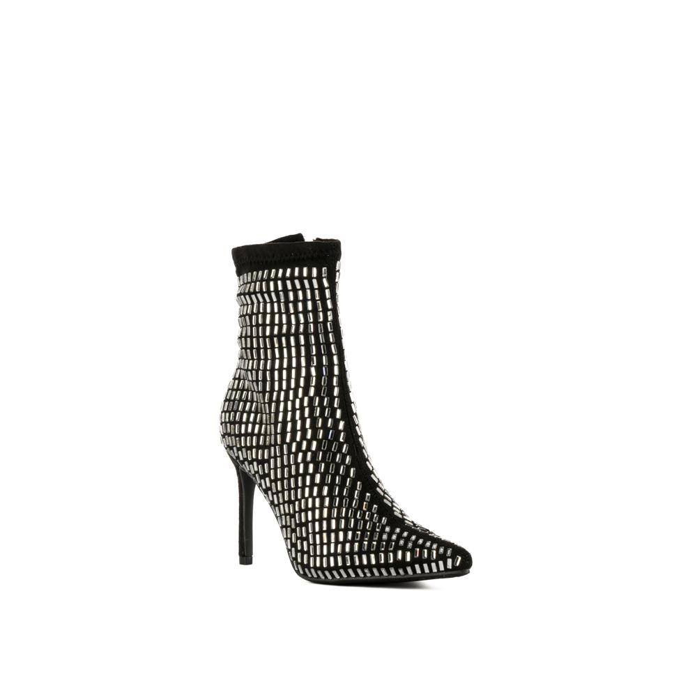 Foto 5 pulgar | Botin Alto Tacón 10cm Puntal Brillo De Mujer Walki Nicoletta Negro