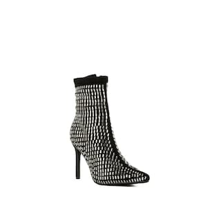 Foto 4 | Botin Alto Tacón 10cm Puntal Brillo De Mujer Walki Nicoletta Negro
