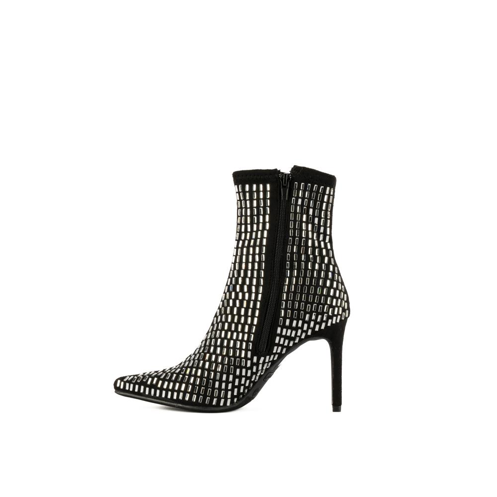 Foto 6 pulgar | Botin Alto Tacón 10cm Puntal Brillo De Mujer Walki Nicoletta Negro