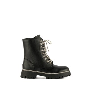 Foto 1 | Botines Combat Brillos Militar Trend Para Mujer Walki Emilia Negro