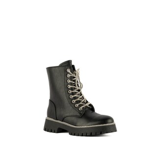 Foto 2 | Botines Combat Brillos Militar Trend Para Mujer Walki Emilia Negro