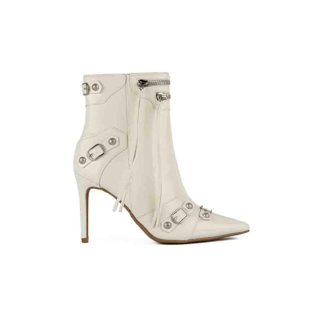 Foto 2 pulgar | Bota Alta Moderna Puntal Tacon 10cm De Mujer Walki Bruna Blanco