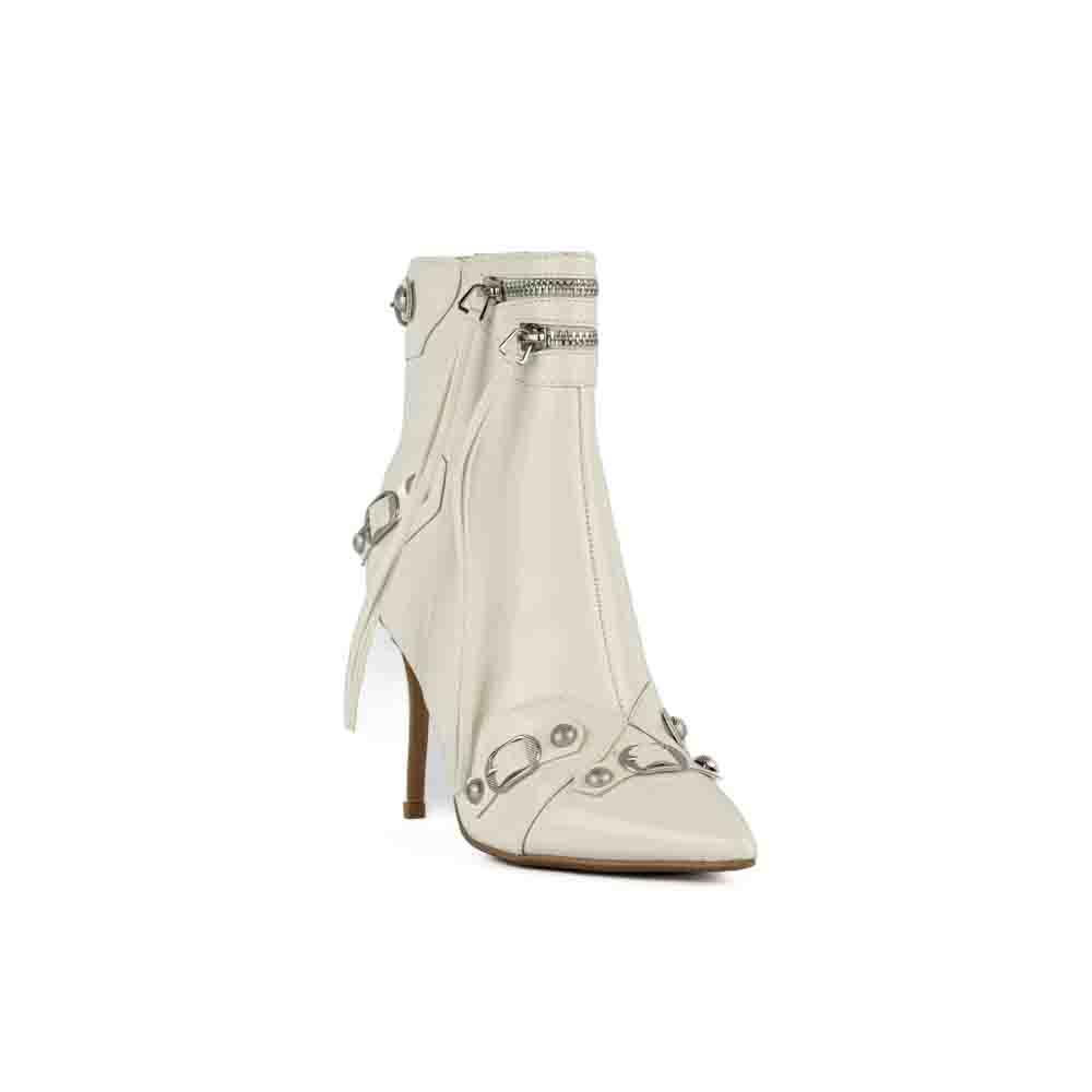 Foto 3 pulgar | Bota Alta Moderna Puntal Tacon 10cm De Mujer Walki Bruna Blanco