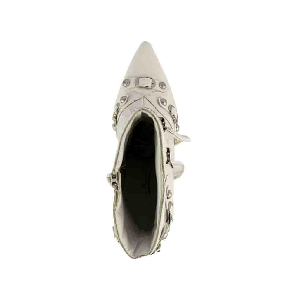 Foto 5 pulgar | Bota Alta Moderna Puntal Tacon 10cm De Mujer Walki Bruna Blanco