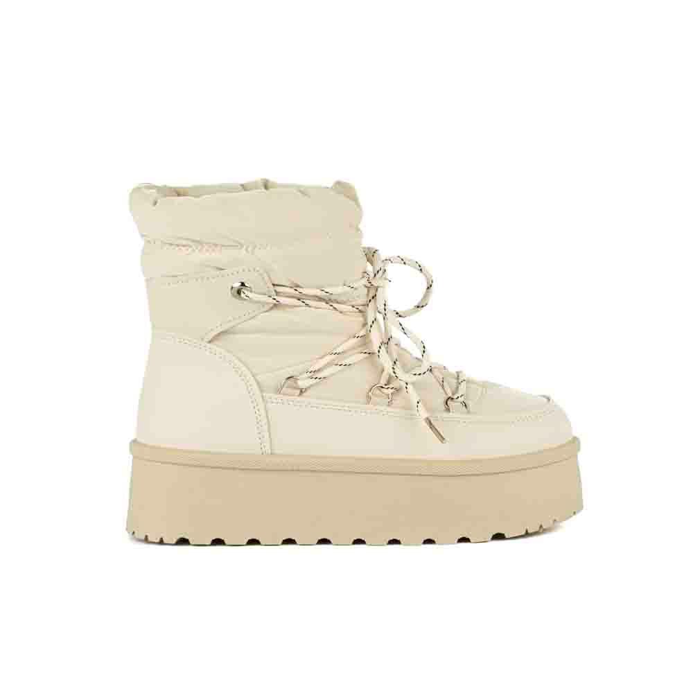 Bota Invierno Peluche Moda Nieve 5cm Para Dama Walki Ginger Beige