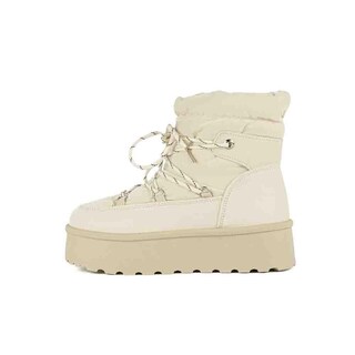 Foto 3 | Bota Invierno Peluche Moda Nieve 5cm Para Dama Walki Ginger Beige