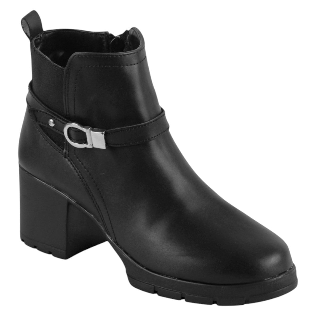 Foto 2 pulgar | Botín Con Tacón Exterior Piel Vegana Color Negro Para Mujer De Rbcollection