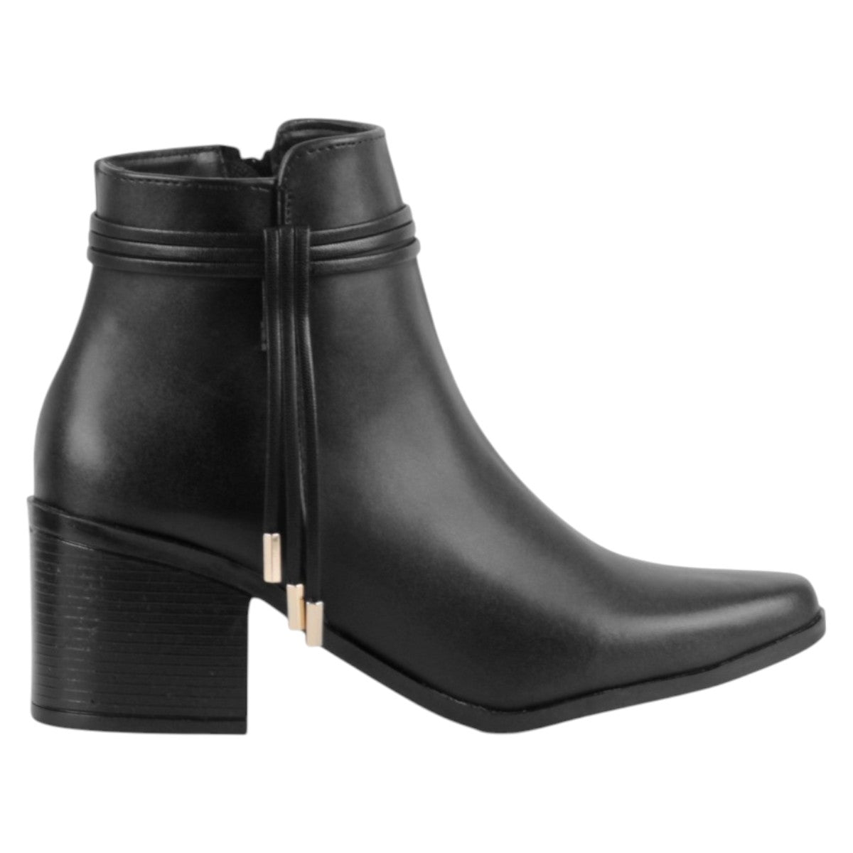 Foto 2 | Botín Con Tacón Exterior Piel Vegana Color Negro Para Mujer De Rbcollection