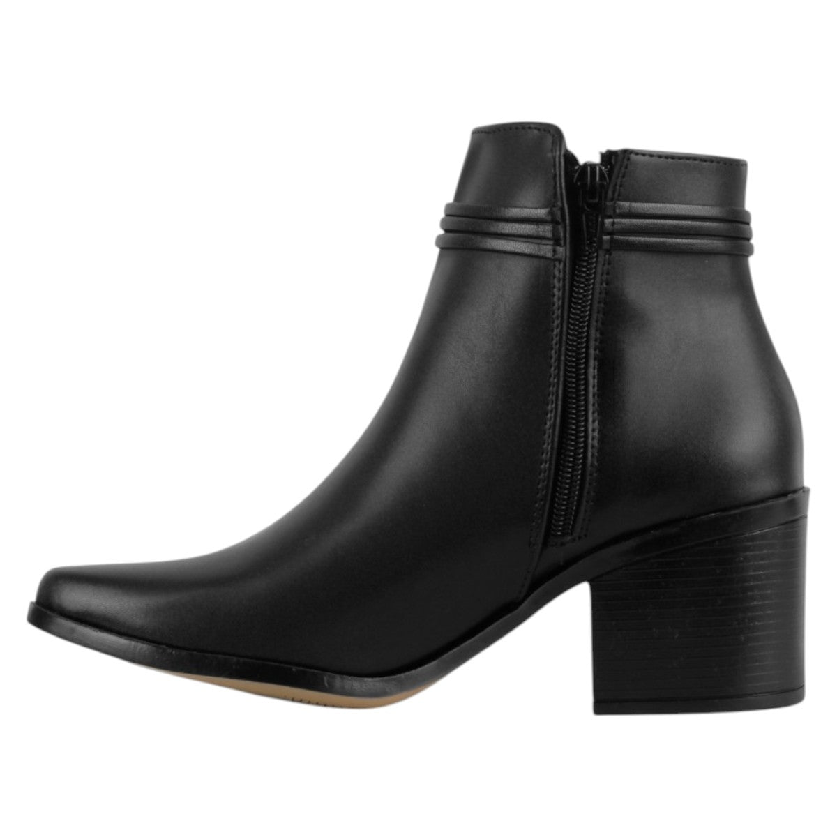 Foto 4 pulgar | Botín Con Tacón Exterior Piel Vegana Color Negro Para Mujer De Rbcollection