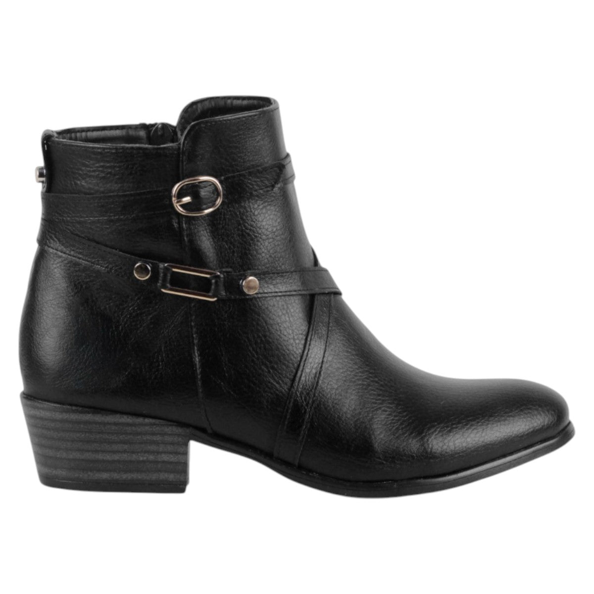 Foto 2 | Botín Con Tacón Exterior Piel Vegana Color Negro Para Mujer De Rbcollection