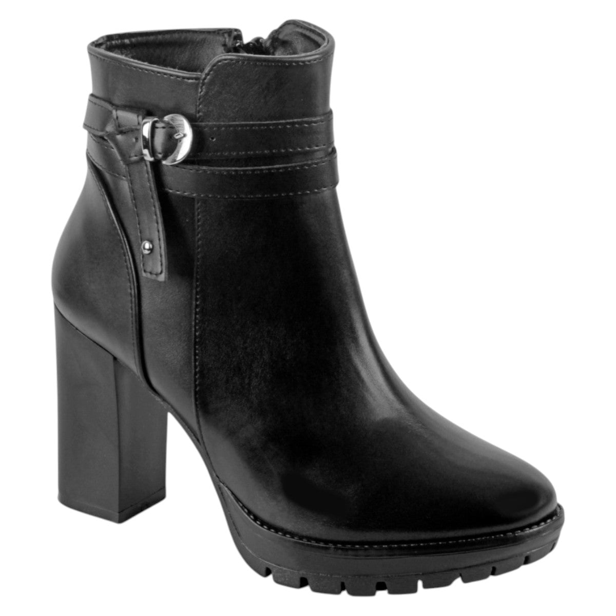Foto 1 | Botín Con Tacón Exterior Piel Vegana Color Negro Para Mujer De Rbcollection