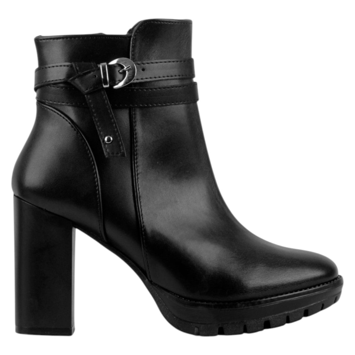 Foto 3 pulgar | Botín Con Tacón Exterior Piel Vegana Color Negro Para Mujer De Rbcollection