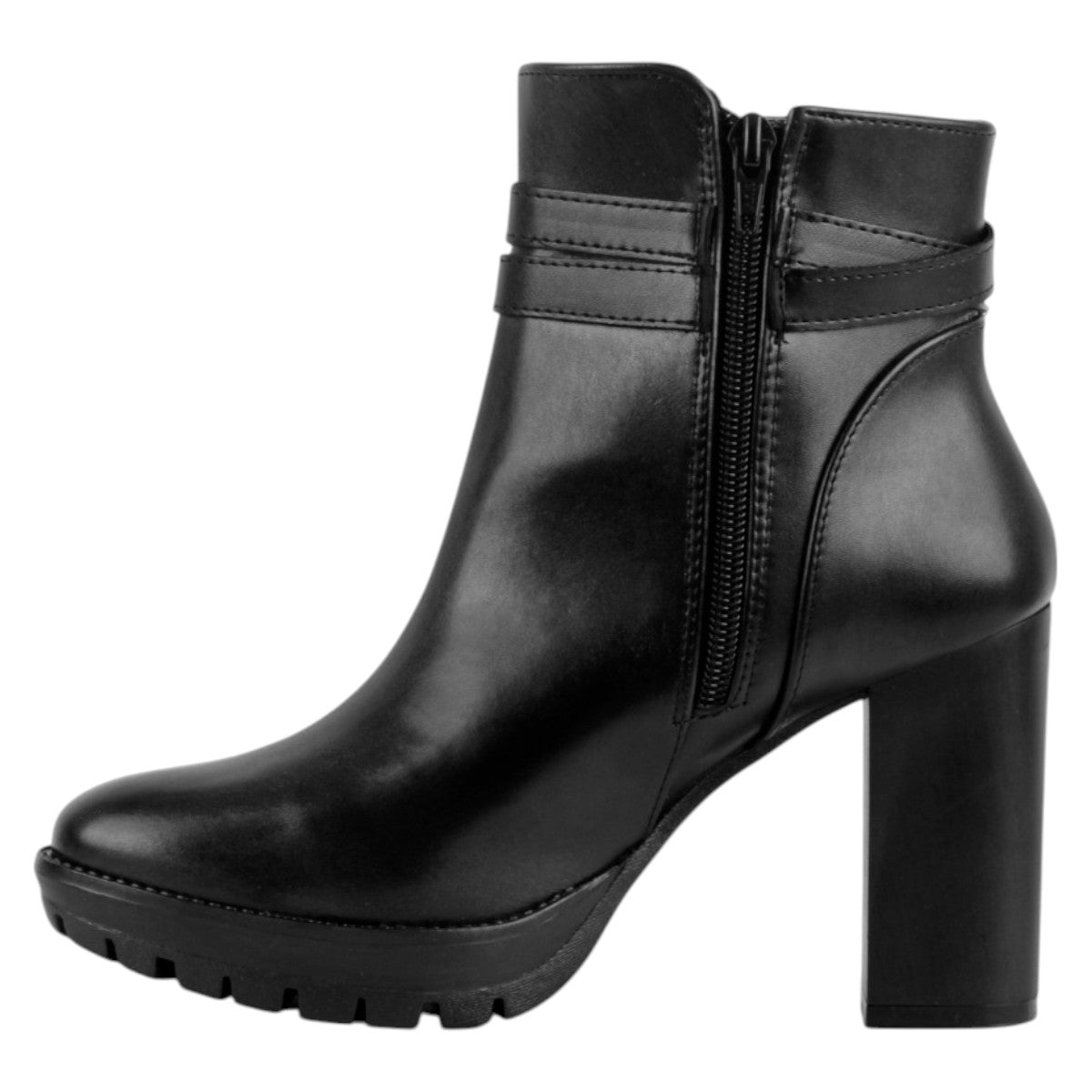 Foto 4 pulgar | Botín Con Tacón Exterior Piel Vegana Color Negro Para Mujer De Rbcollection