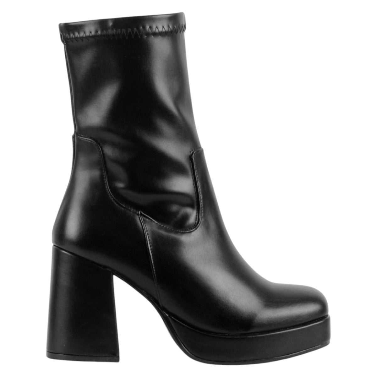 Foto 3 pulgar | Botín Con Tacón Exterior Piel Vegana Color Negro Para Mujer De Rbcollection