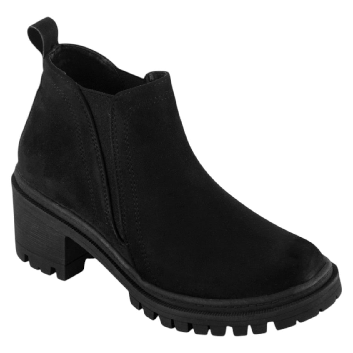 Botín Con Tacón Exterior Gamuza Color Negro Para Mujer De Rbcollection