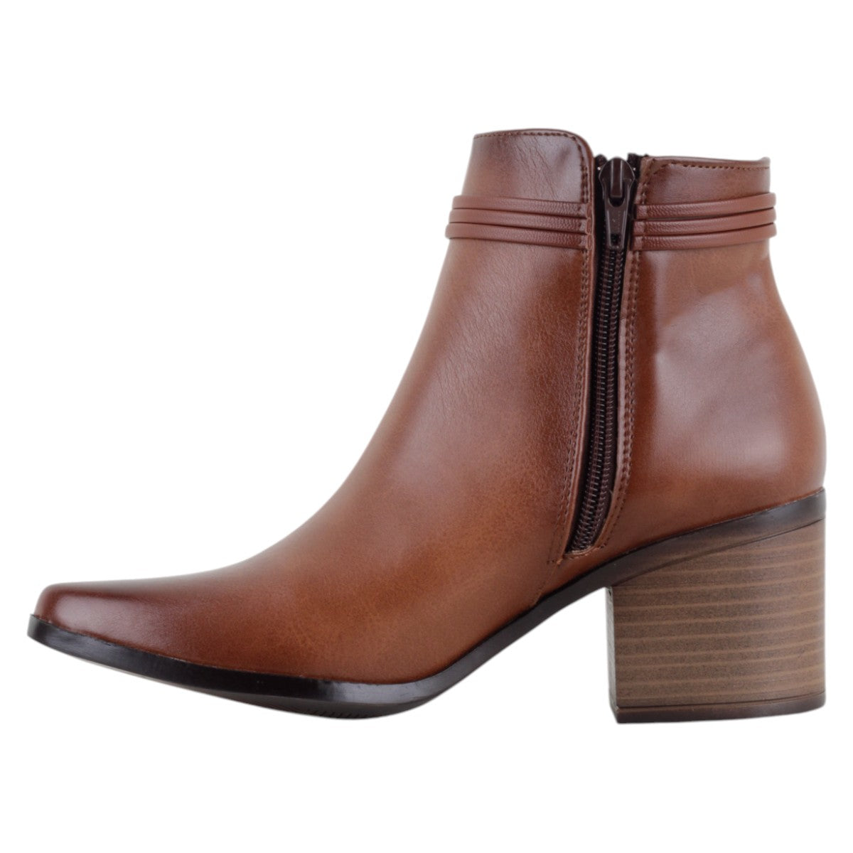 Foto 4 pulgar | Botín Con Tacón Exterior Piel Vegana Color Café Para Mujer De Rbcollection