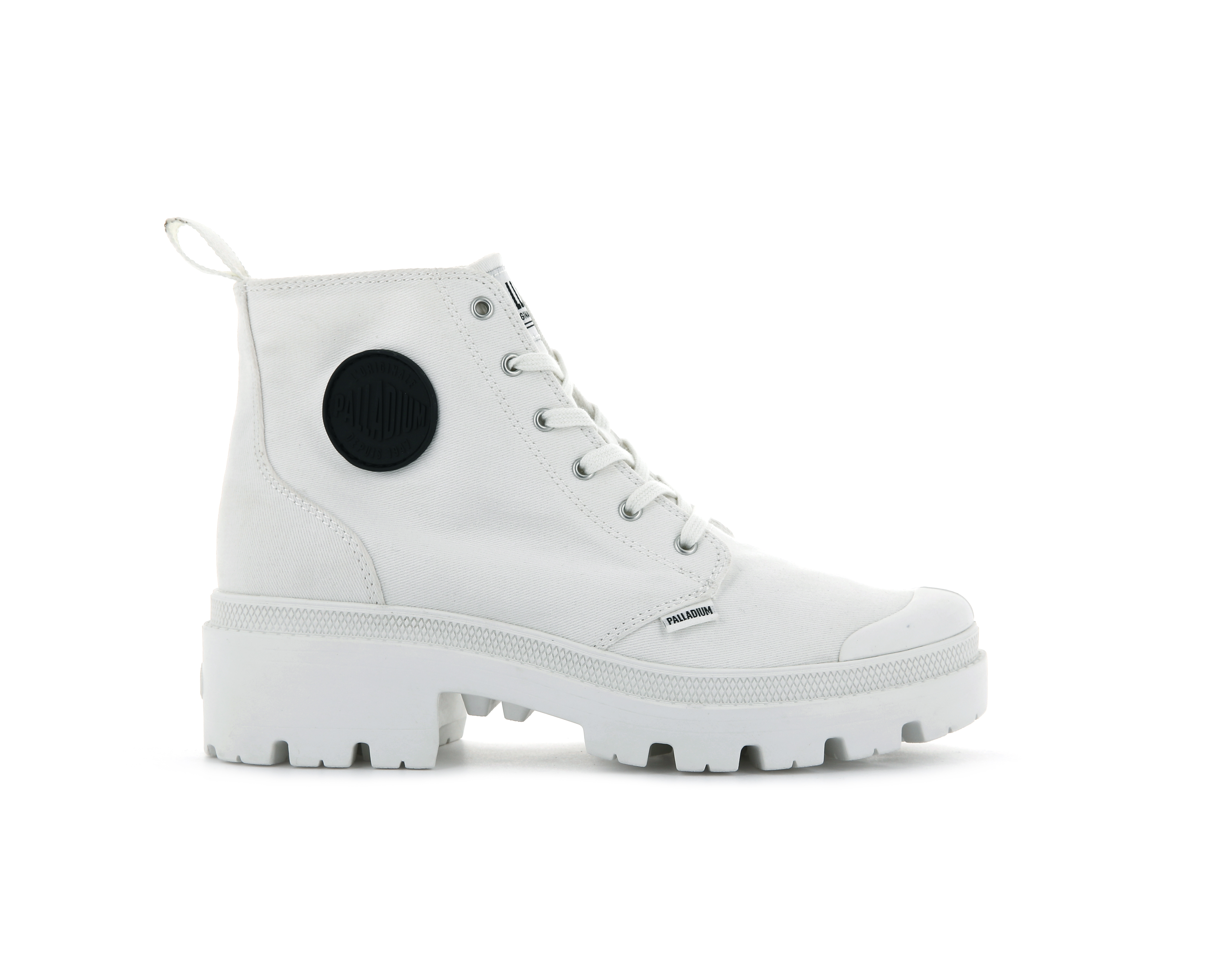 Foto 3 pulgar | Bota Palladium Pallabase Twill Blanco para Dama